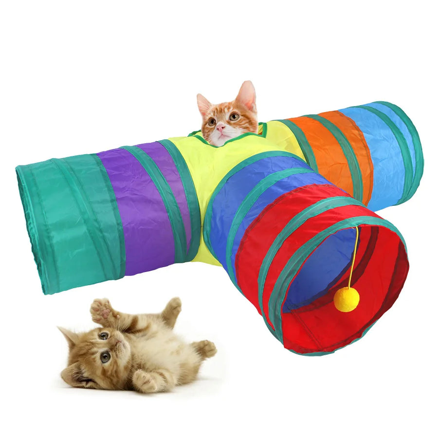 Faltbarer Katzentunnel – Interaktives Spieltunnel für Katzen, Kaninchen & Welpen